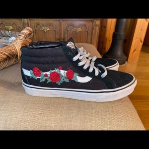 Vans , rose stitch detailing, lightly worn